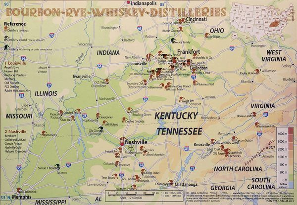 carte origine whisky KENTUCKY